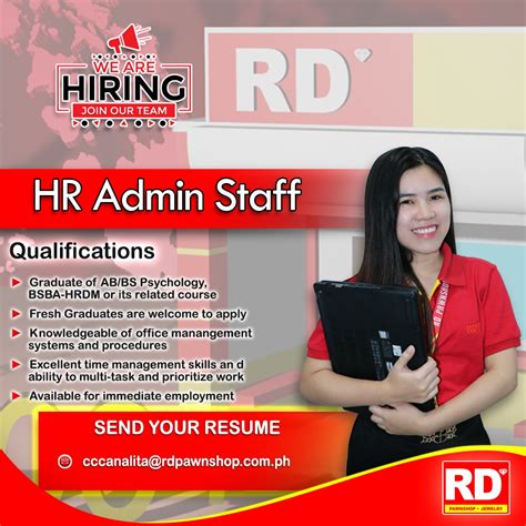 rd pawnshop hiring|We are Hiring! See the list below .